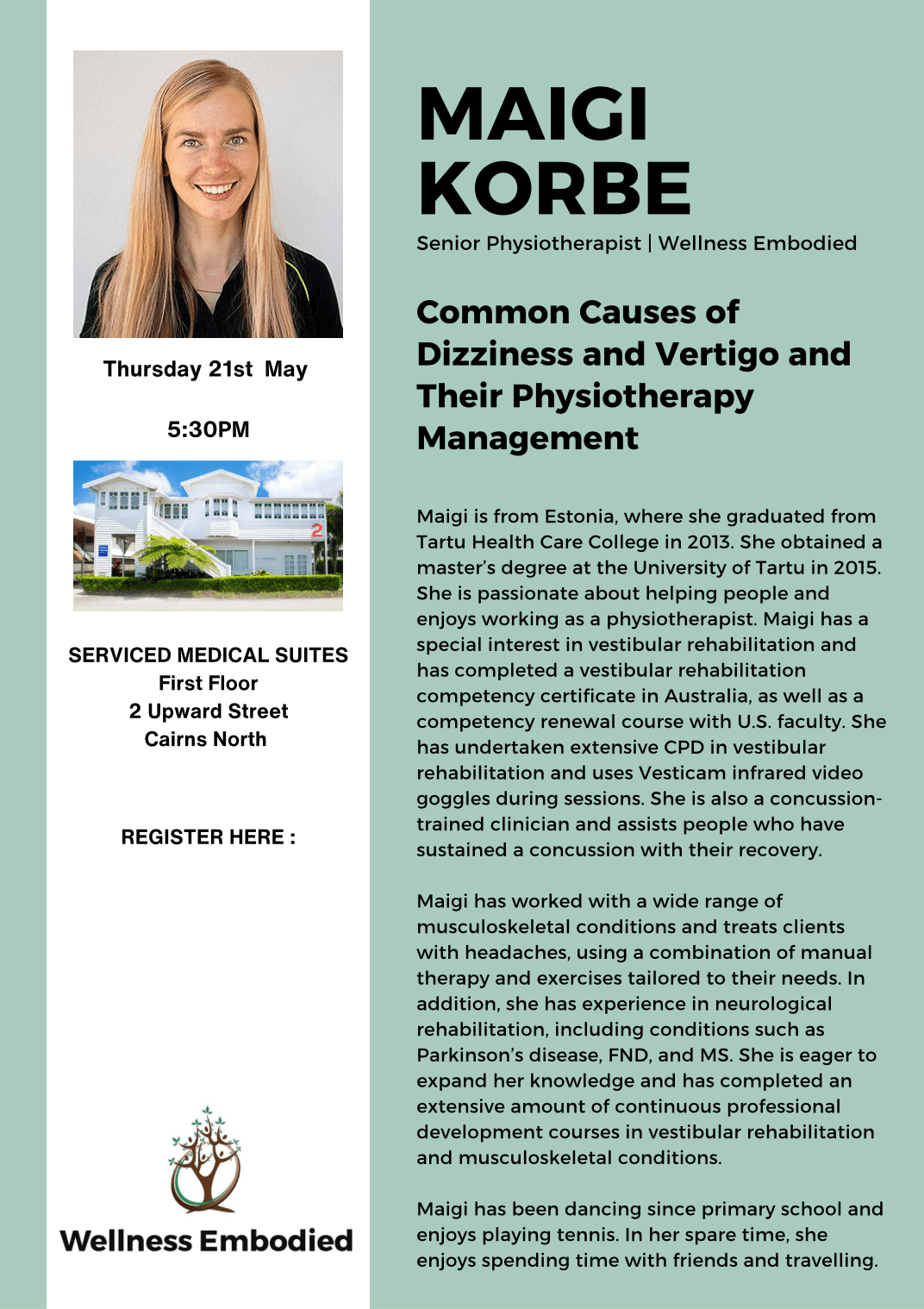 Maigi Korbe | Senior Physiotherapist | Wellness Embodied