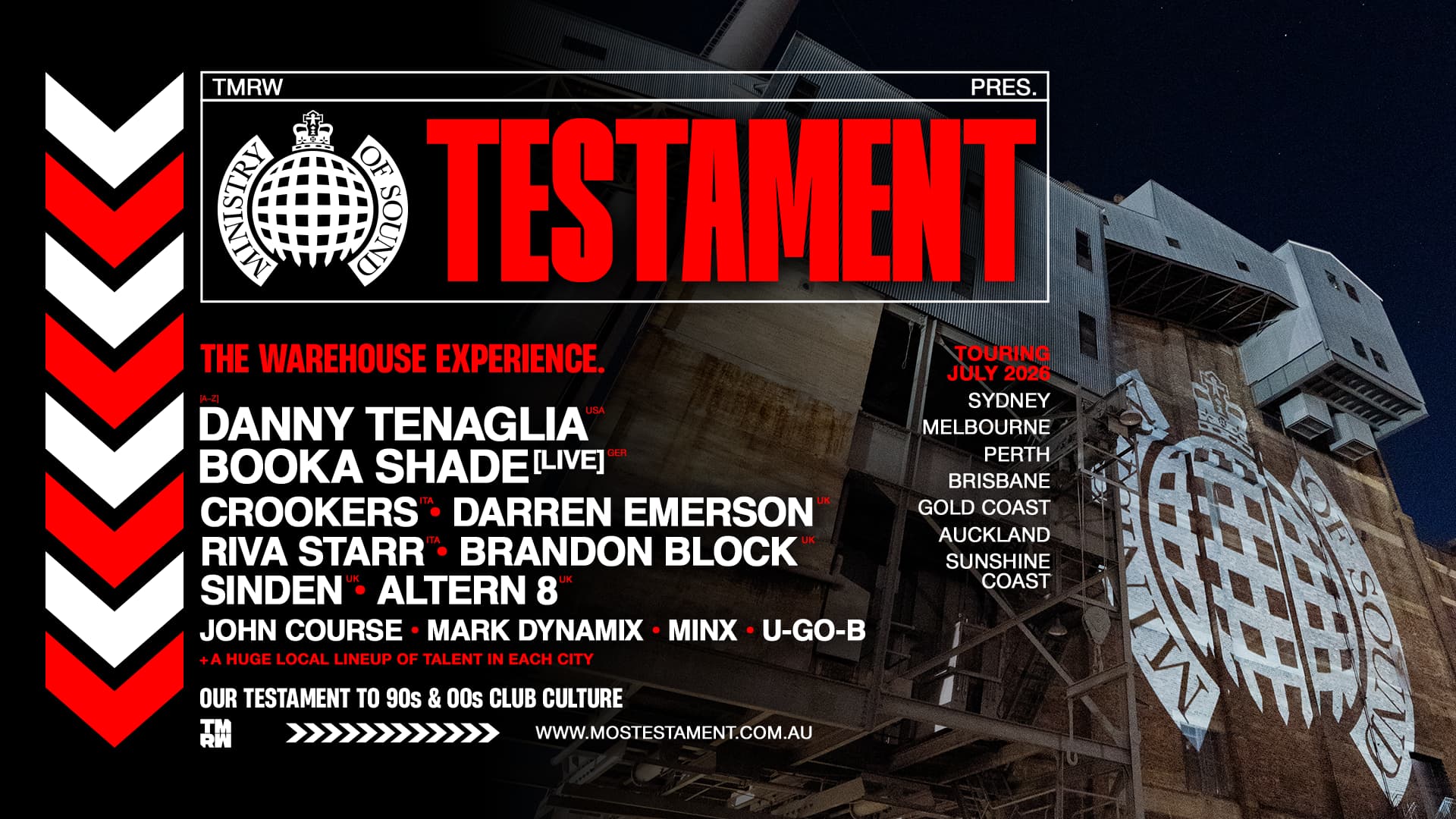 Ministry of Sound Testament 2026 - Gold Coast 00s Session